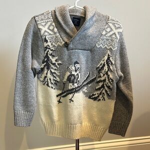 BabyGAP Gray and Cream Kids Shawl Collar Sweater